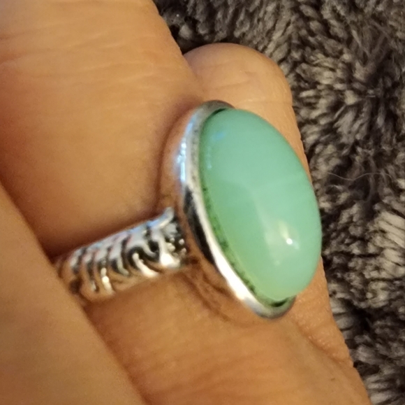 Size 6 silver with turquoise acrilic - Picture 2 of 4
